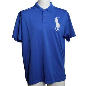 POLO by Ralph Lauren SZ L Signature Big Pony Logo Polo Shirt in Blue
